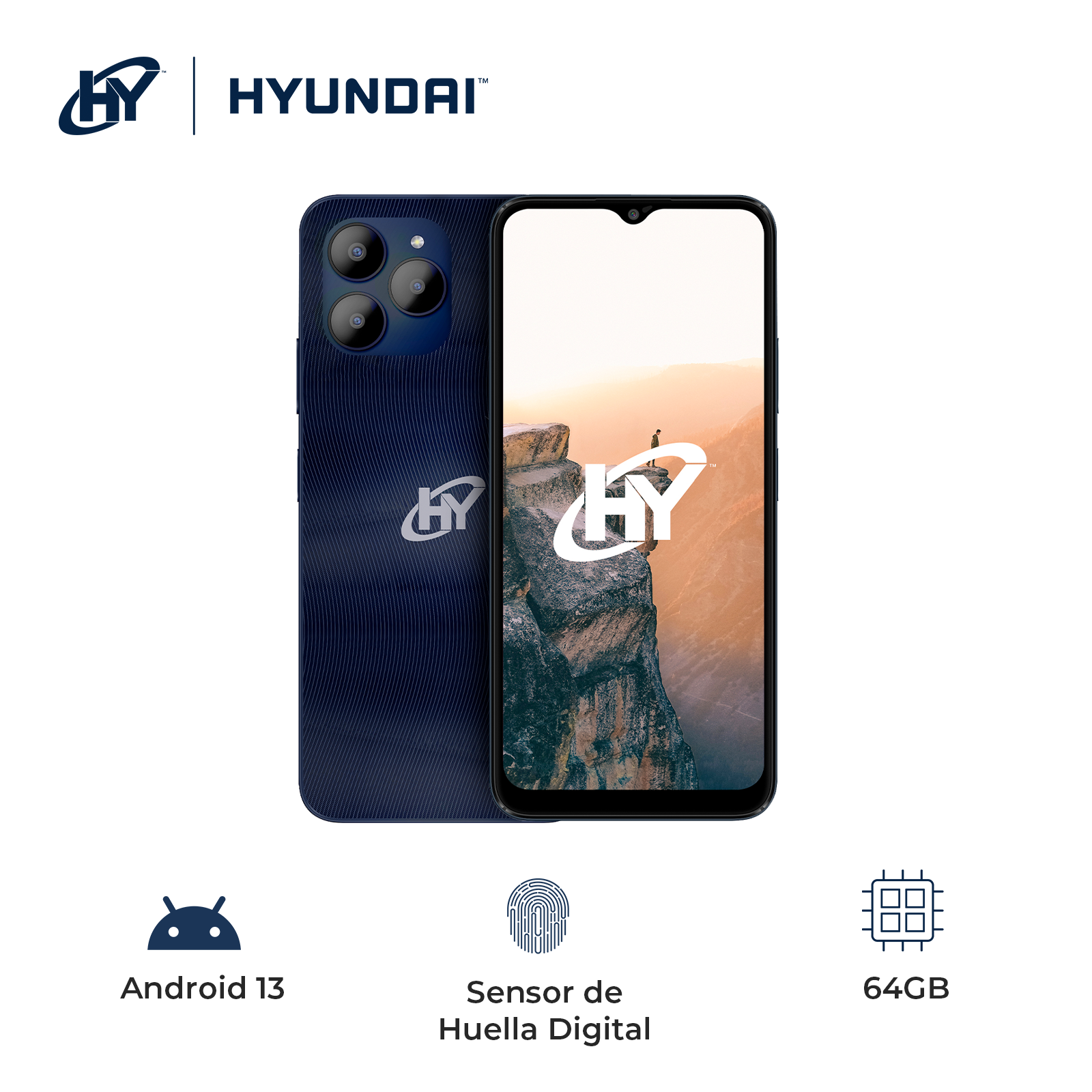 Foto 4 pulgar | Hyundai, Hyline Plus Smartphone, Pantalla Digital 6.56, Android 13, Celular Con Sensor De Huella, Almacenamiento 64