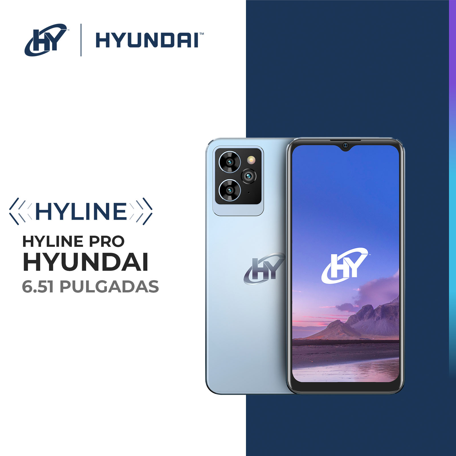 Foto 2 | Hyundai, Hyline Pro Smartphone, Pantalla Digital 6.5, Android 13, Celular Con Desbloqueo Facial, Almacenamiento 128g