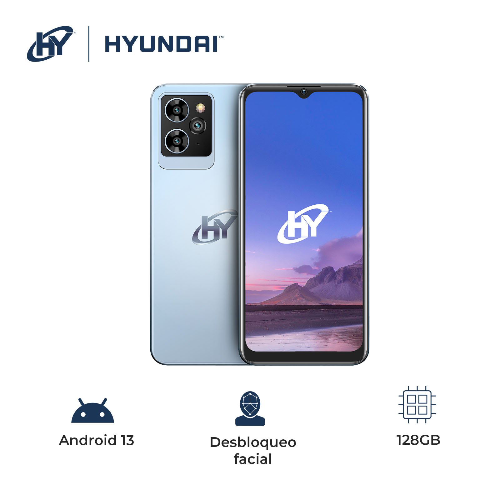 Foto 4 pulgar | Hyundai, Hyline Pro Smartphone, Pantalla Digital 6.5, Android 13, Celular Con Desbloqueo Facial, Almacenamiento 128g