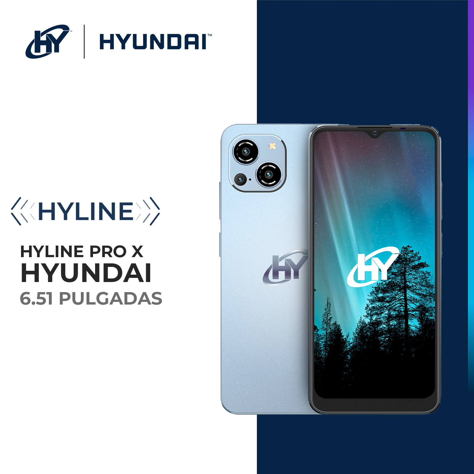 Foto 3 pulgar | Hyundai, Hyline Prox Smartphone, Pantalla Digital 6.51, Android 13, Celular Con Desbloqueo Facial, Almacenamiento