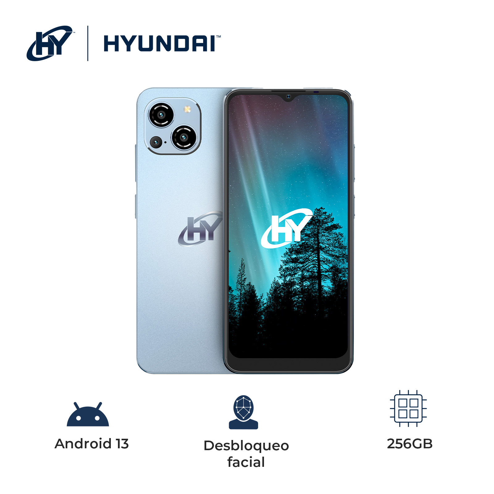 Foto 4 pulgar | Hyundai, Hyline Prox Smartphone, Pantalla Digital 6.51, Android 13, Celular Con Desbloqueo Facial, Almacenamiento