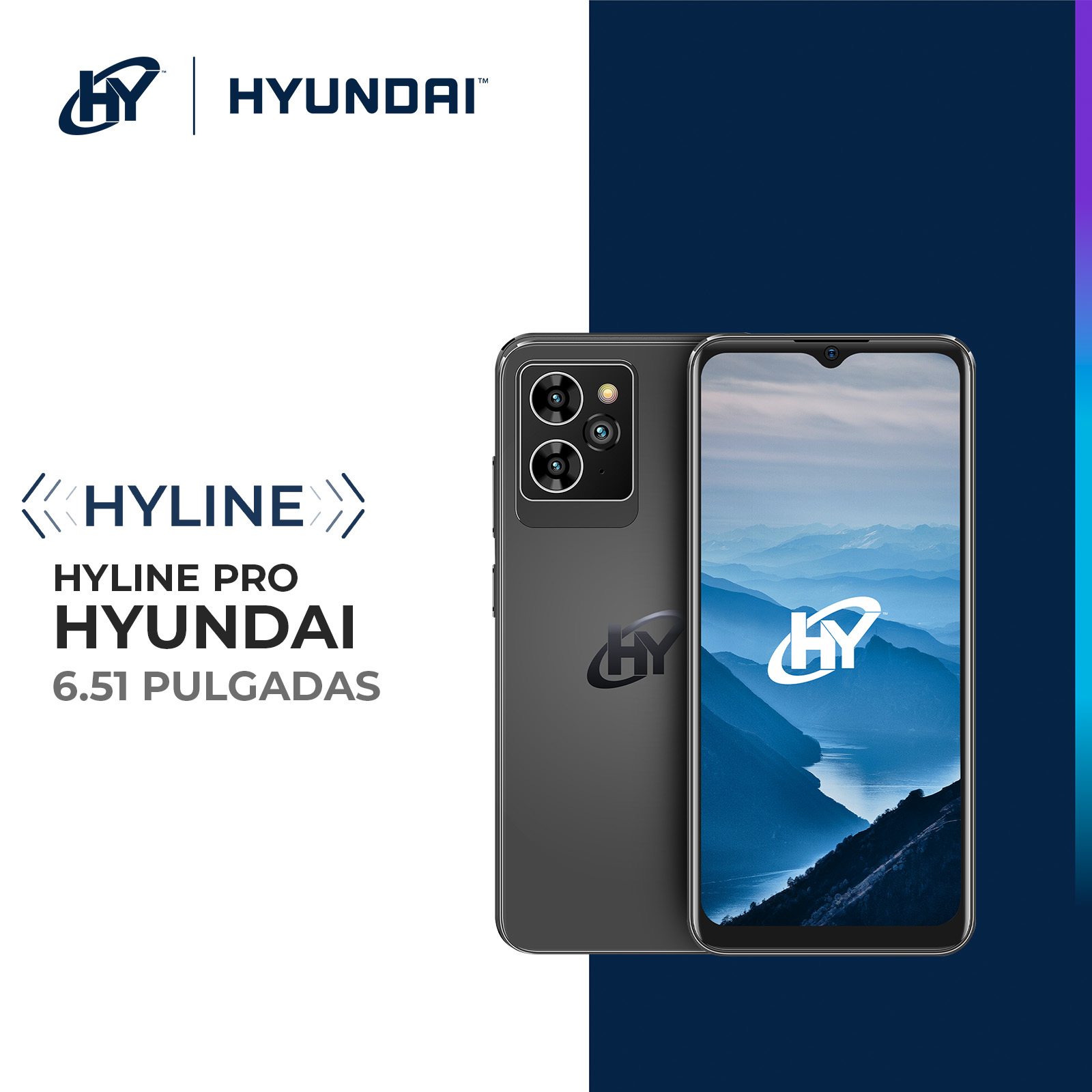 Foto 2 | Hyundai, Hyline Pro Smartphone, Pantalla Digital 6.5, Android 13, Celular Con Desbloqueo Facial, Almacenamiento 128