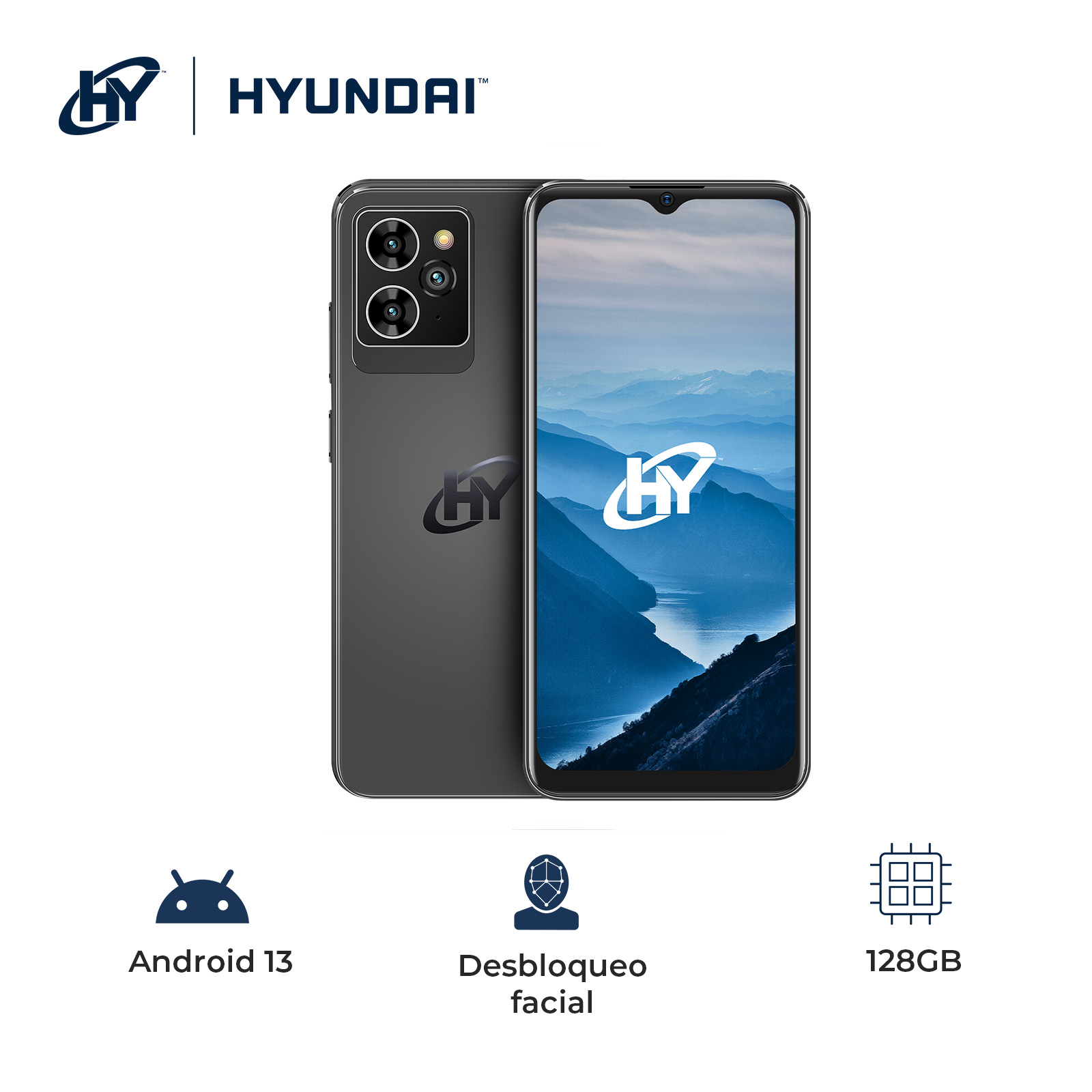 Foto 4 pulgar | Hyundai, Hyline Pro Smartphone, Pantalla Digital 6.5, Android 13, Celular Con Desbloqueo Facial, Almacenamiento 128