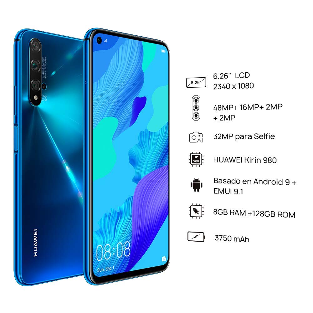 Foto 3 pulgar | Smartphone Huawei Nova 5t Yal-l21 De 128 Gb Y 6 Gb De Ram Azul Aplastante - Venta Internacional