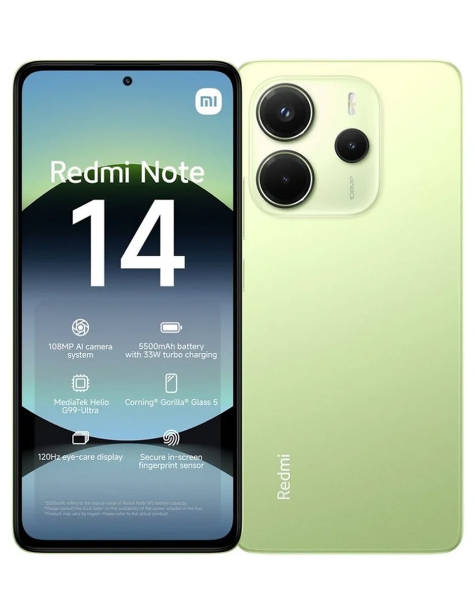 Celular Xiaomi Redmi Note 14 8gb Ram 256gb Verde Limón Desbloqueado $3,899