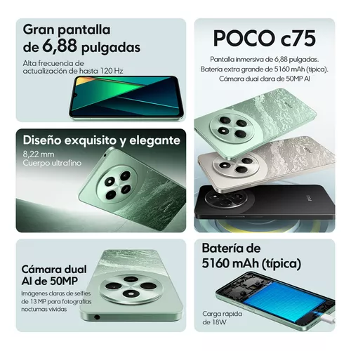 Foto 4 | Celular Poco C75 Negro 6gb Ram 128gb Liberado