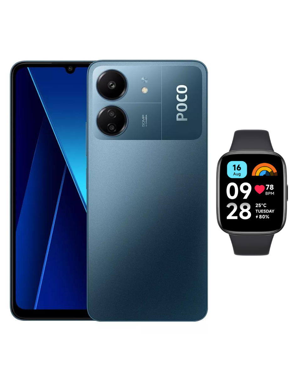 Bundle Smartphone Poco C65 256GB Xiaomi Azul con Redmi Watch 3 Active