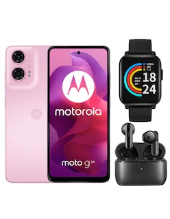 Foto 1 | Bundle Smartphone Motorola Moto G24 128GB Rosa + Audífonos 1More Neo + Smartband E-Joy SE