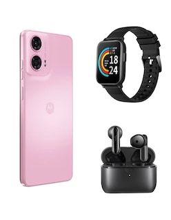 Foto 2 | Bundle Smartphone Motorola Moto G24 128GB Rosa + Audífonos 1More Neo + Smartband E-Joy SE