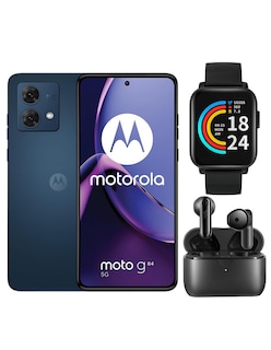 Foto 1 | Bundle Smartphone Moto G84 256gb Rom Motorola Azul Oscuro Incluye Smartband 1more. Audífonos Bluetooth 1more Neo