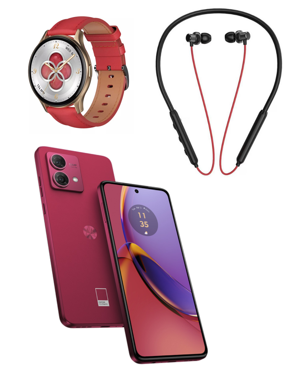 Foto 3 pulgar | Bundle Smartphone Moto G84 5g 256gb Rom Motorola Magenta Incluye Smartwatch G-tide R5 Audífonos 1more Airfree Lace