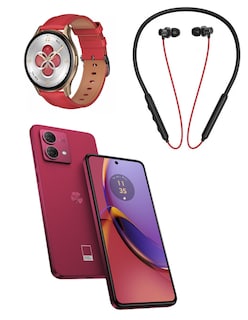 Foto 2 | Bundle Smartphone Moto G84 5g 256gb Rom Motorola Magenta Incluye Smartwatch G-tide R5 Audífonos 1more Airfree Lace