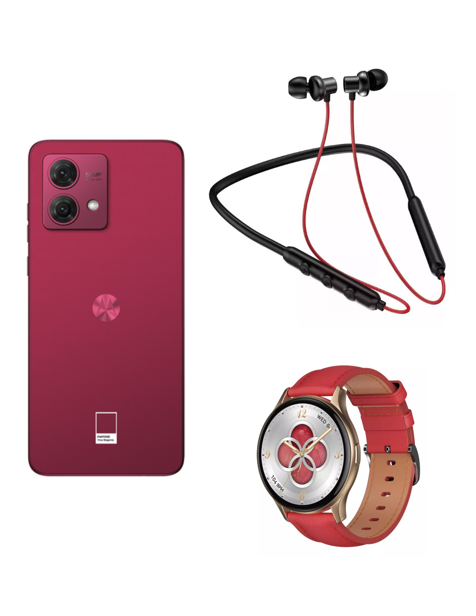 Foto 4 pulgar | Bundle Smartphone Moto G84 5g 256gb Rom Motorola Magenta Incluye Smartwatch G-tide R5 Audífonos 1more Airfree Lace