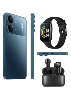 Foto 2 | Bundle Smartphone Poco C65 256gb Rom Xiaomi Azul Incluye Smartband 1more Omt, Audífonos 1more Neo