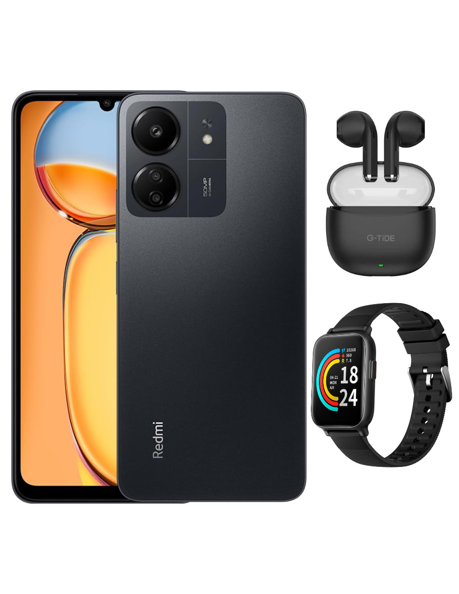 Bundle Smartphone Redmi 13c 256gb Rom Xiaomi Negro Incluye G-tide L21 y Smartband 1more E-joy Se.