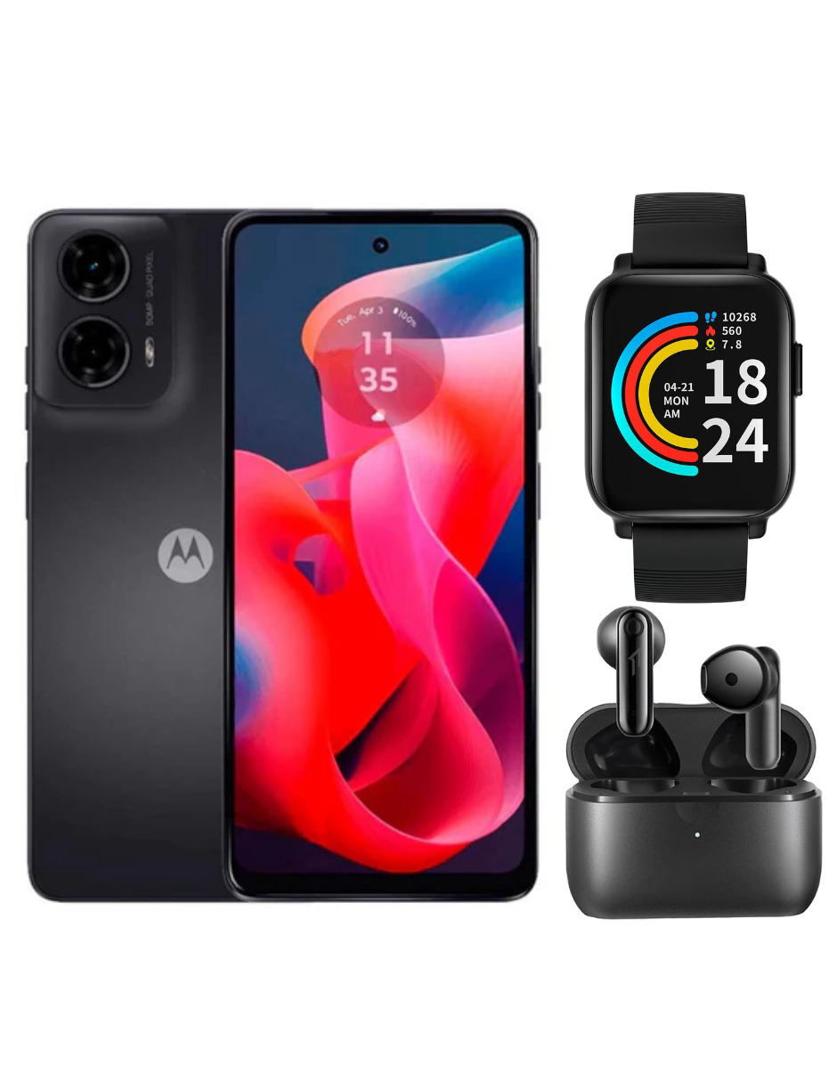 Bundle Smartphone G24 128gb Rom Motorola Gris Oscuro Incluye Audífonos 1more Neo y Smartband 1more E-joy Se