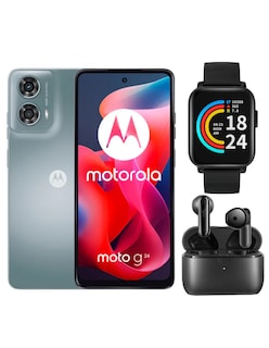 Foto 1 | Bundle Smartphone G24 128gb Rom Motorola Gris Incluye Audífonos 1more Neo y Smartband 1more E-joy Se