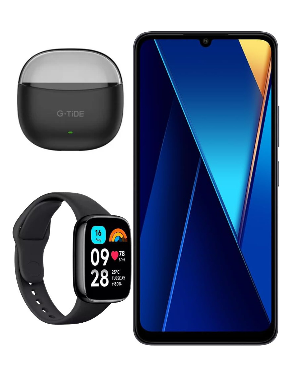 Foto 3 | Bundle Smartphone Poco C65 256gb Rom Xiaomi Negro Incluye G-tide L21 y Redmi Watch 3 Active