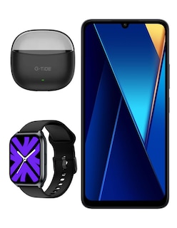 Foto 3 | Bundle Smartphone Poco C65 256gb Rom Xiaomi Negro Incluye G-tide L21 y Smartwatch Filwans Gts Mini
