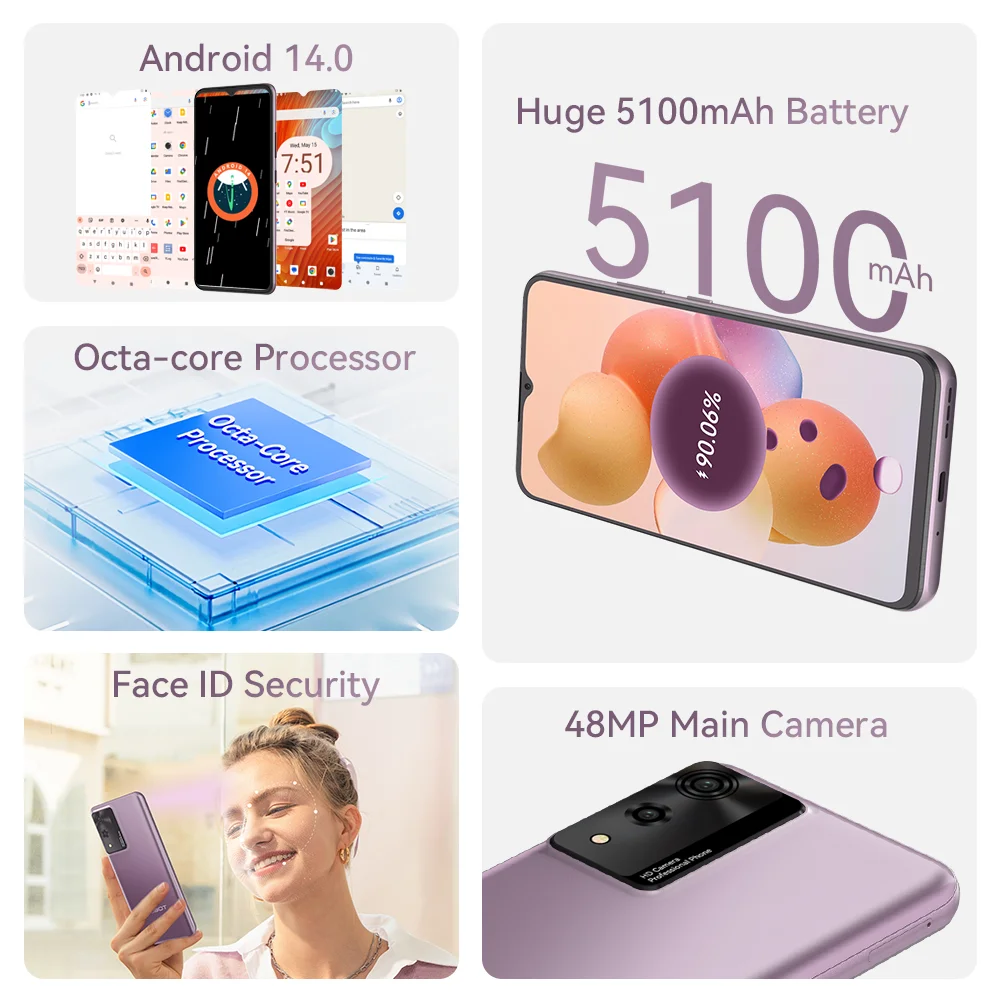 Foto 5 pulgar | Smartphone Cubot A10 12 Gb Ram 128 Gb Rom 6.56'' 90 Hz Android Púrpura