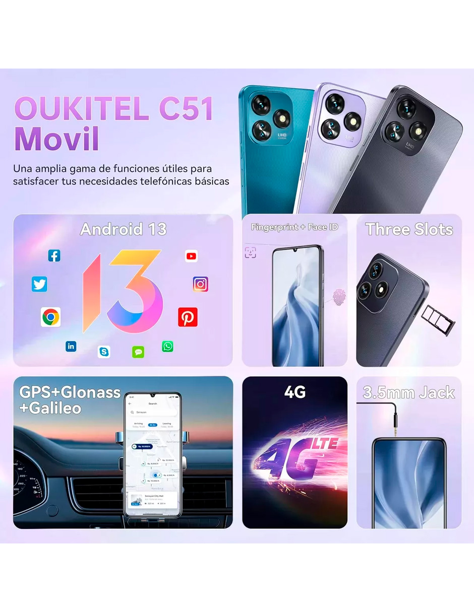 Foto 2 | Celular Oukitel C51 128gb Azul Desbloqueado
