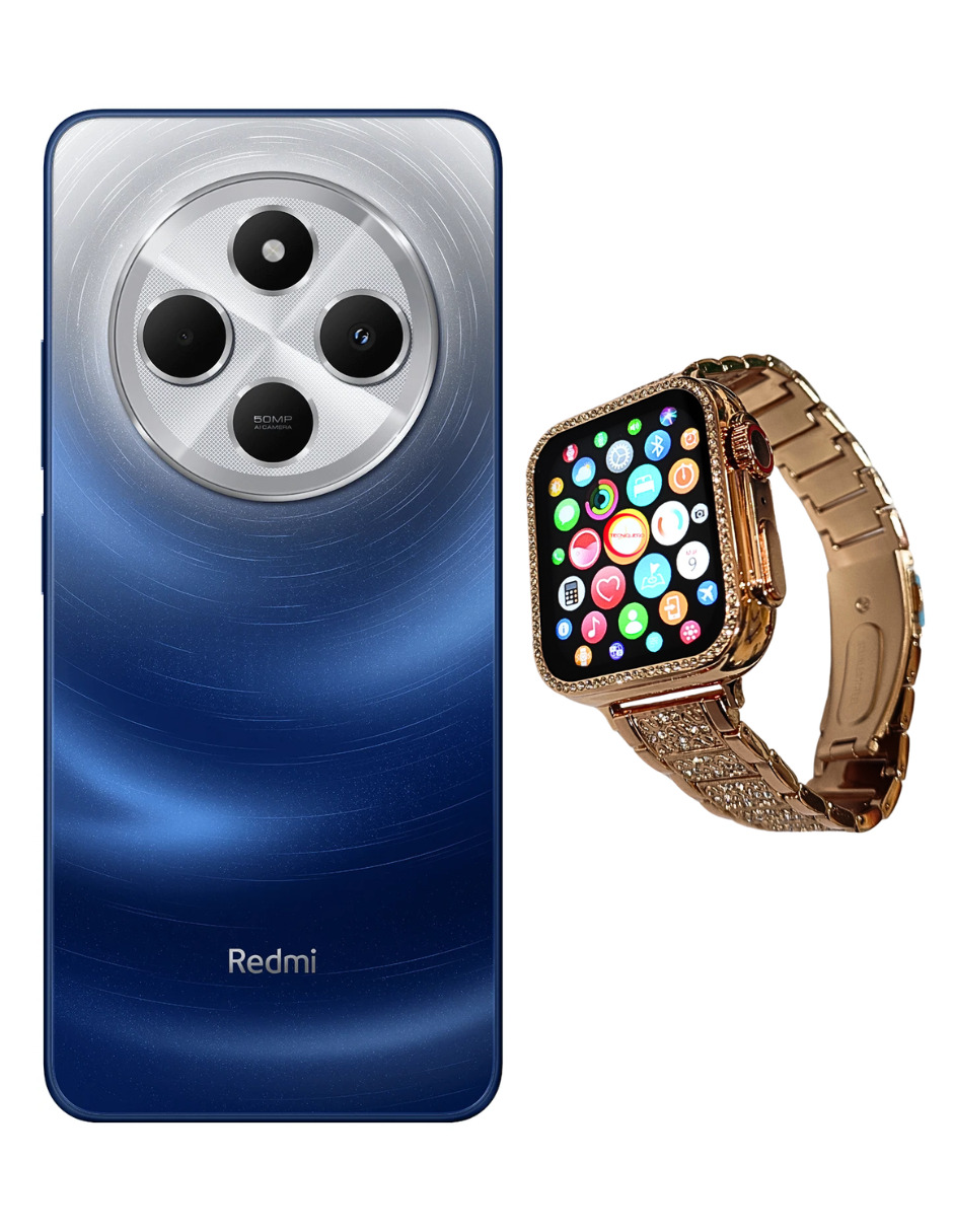 Foto 3 pulgar | Xiaomi Redmi 14c 256gb Rom Xiaomi Azul + Smartwatch Bossney Bs K2310 Dorado