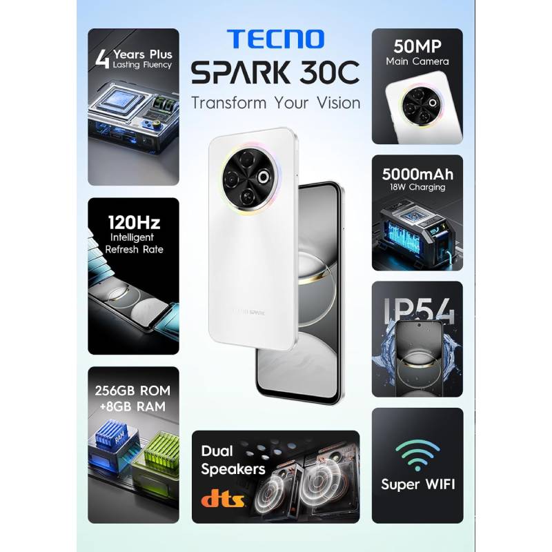 Foto 2 | Tecno Spark 30c 8/256gb Blanco Dual Sim