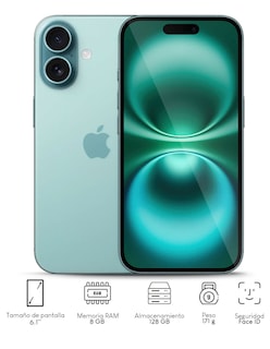 Foto 2 | Celular Apple iPhone 16 128gb Azul Desbloqueado+Cargador