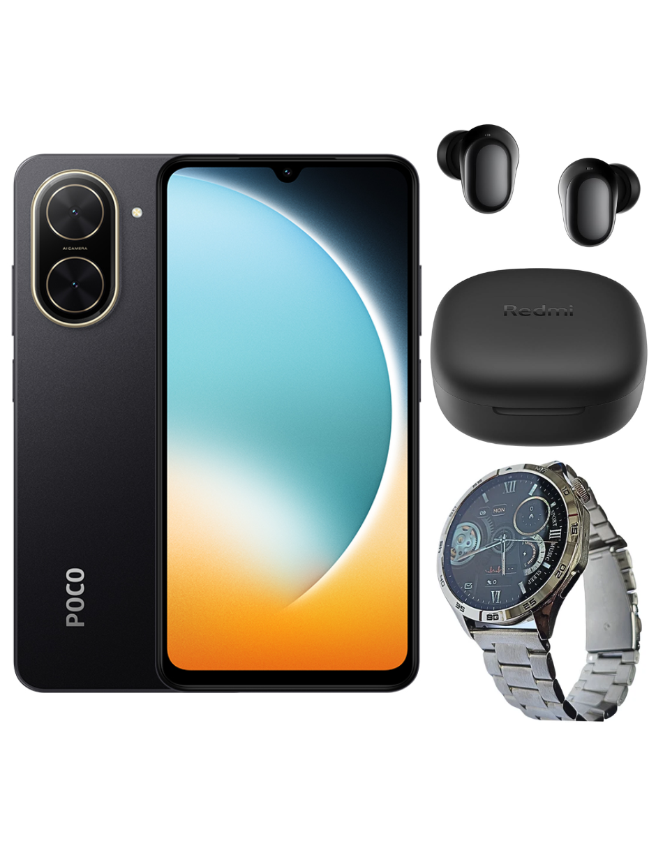 Foto 2 pulgar | Bundle Xiaomi Poco C71 128gb Rom Xiaomi Negro Incluye Xiaomi Bunds 6 Play Negros Y Smartwatch G-tide Power