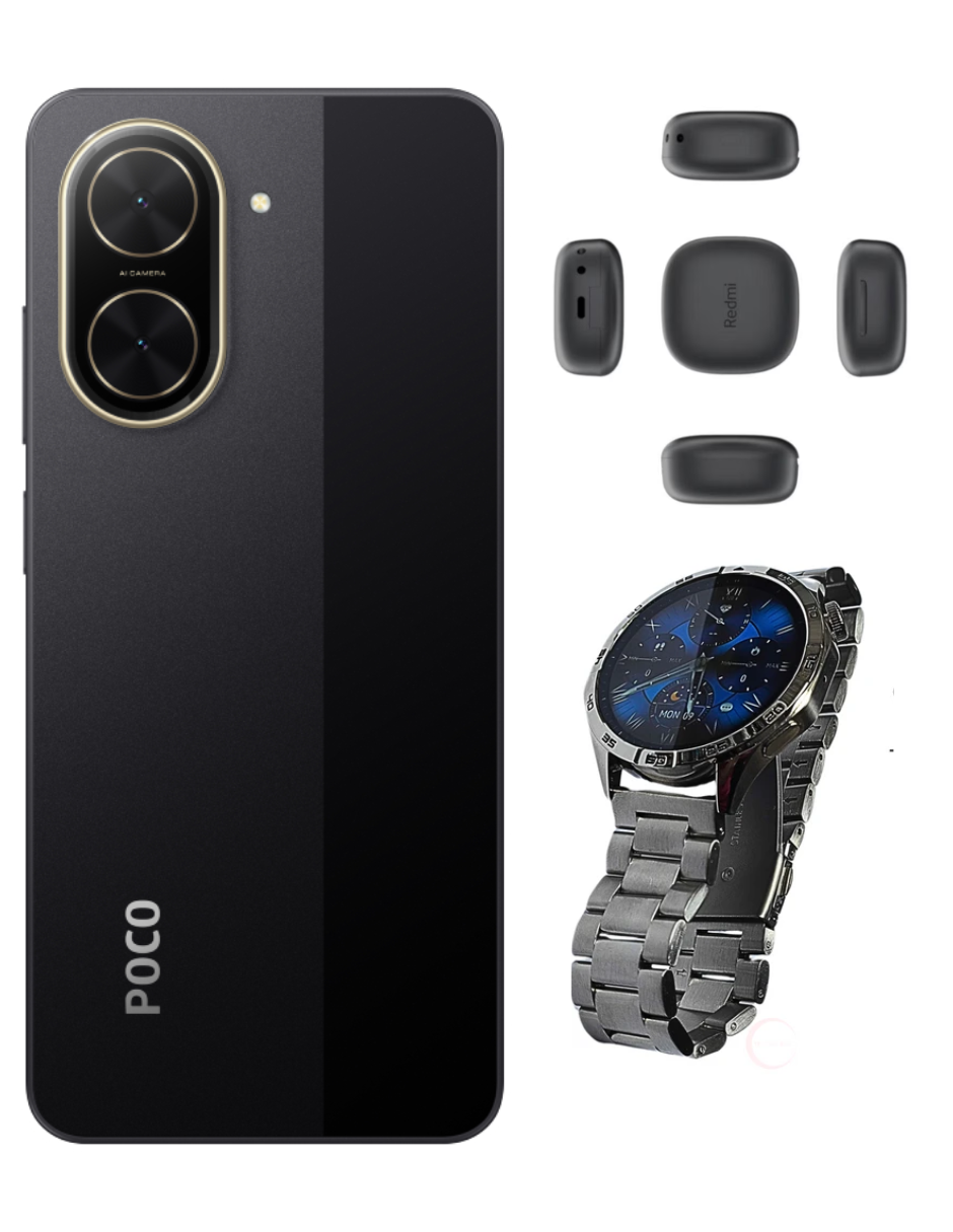 Foto 3 pulgar | Bundle Xiaomi Poco C71 128gb Rom Xiaomi Negro Incluye Xiaomi Bunds 6 Play Negros Y Smartwatch G-tide Power