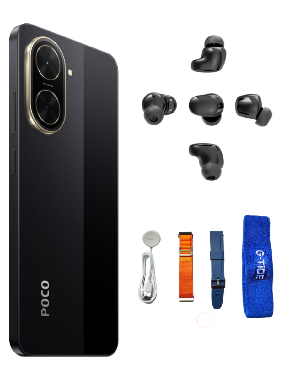 Foto 4 pulgar | Bundle Xiaomi Poco C71 128gb Rom Xiaomi Negro Incluye Xiaomi Bunds 6 Play Negros Y Smartwatch G-tide Power