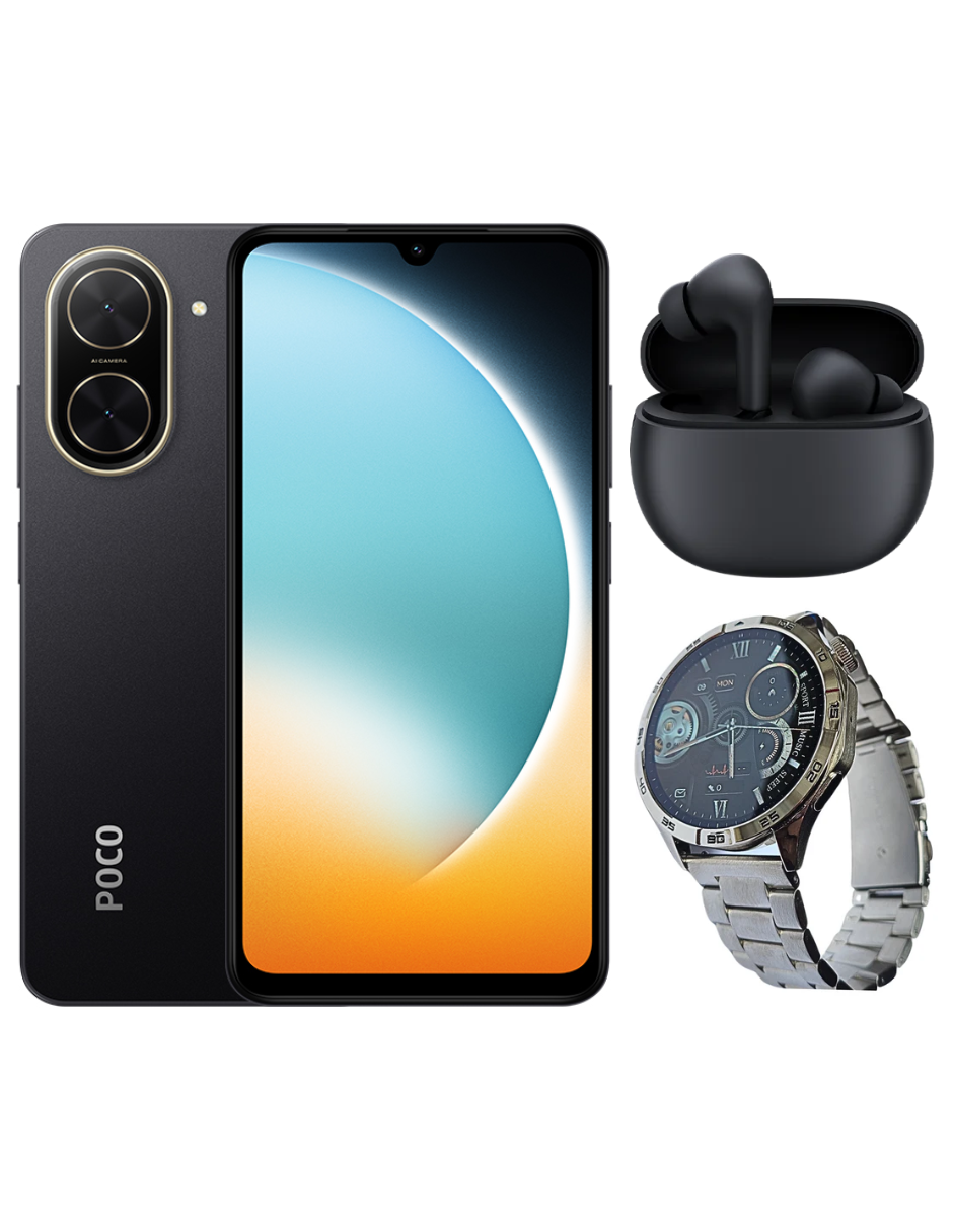 Bundle Xiaomi Poco C71 128gb Rom Xiaomi Negro Incluye Xiaomi Bunds 4 Active Negros Y Smartwatch G-tide Power