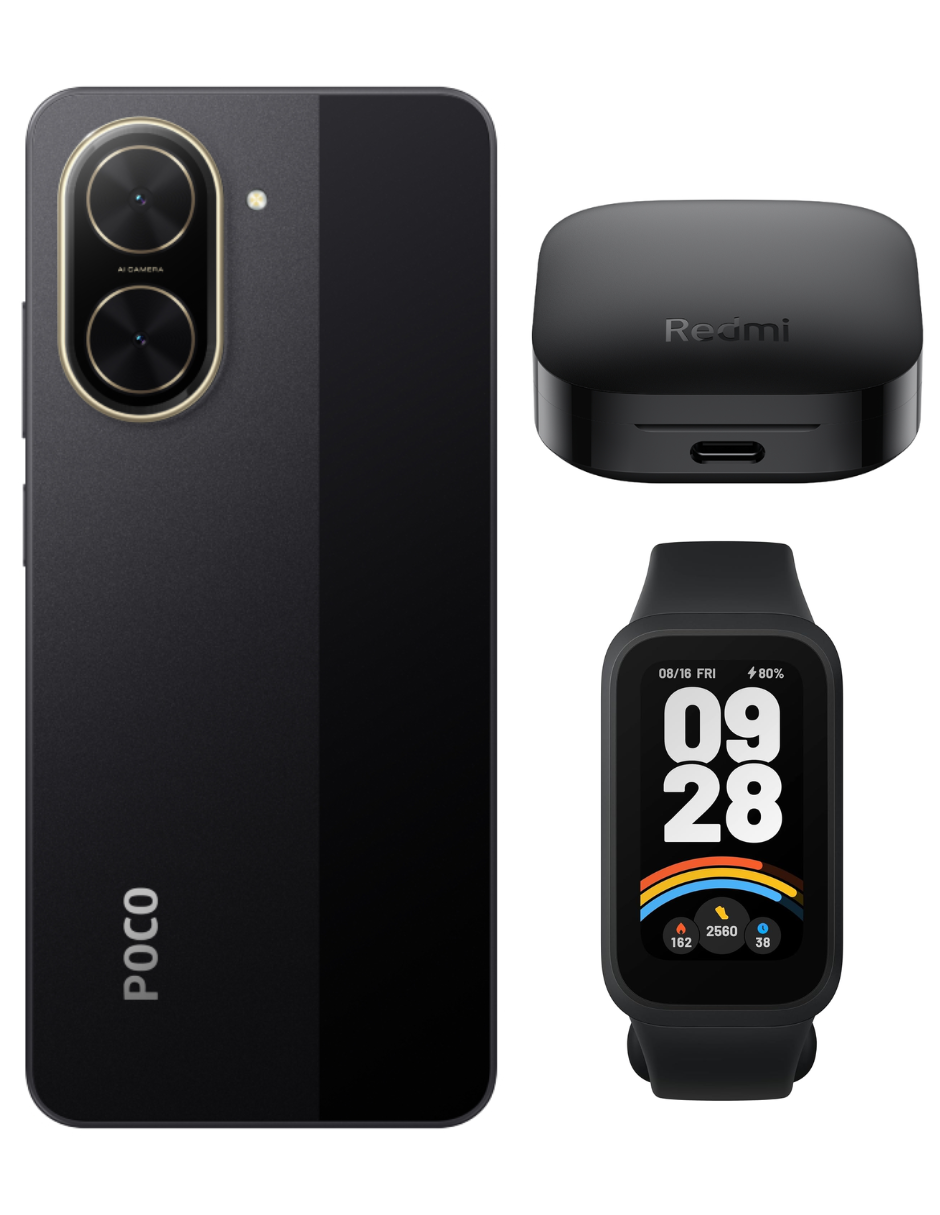 Foto 3 pulgar | Bundle Xiaomi Poco C71 128gb Rom Xiaomi Negro Incluye Xiaomi Bunds 6 Active Negros Y Band 9 Active