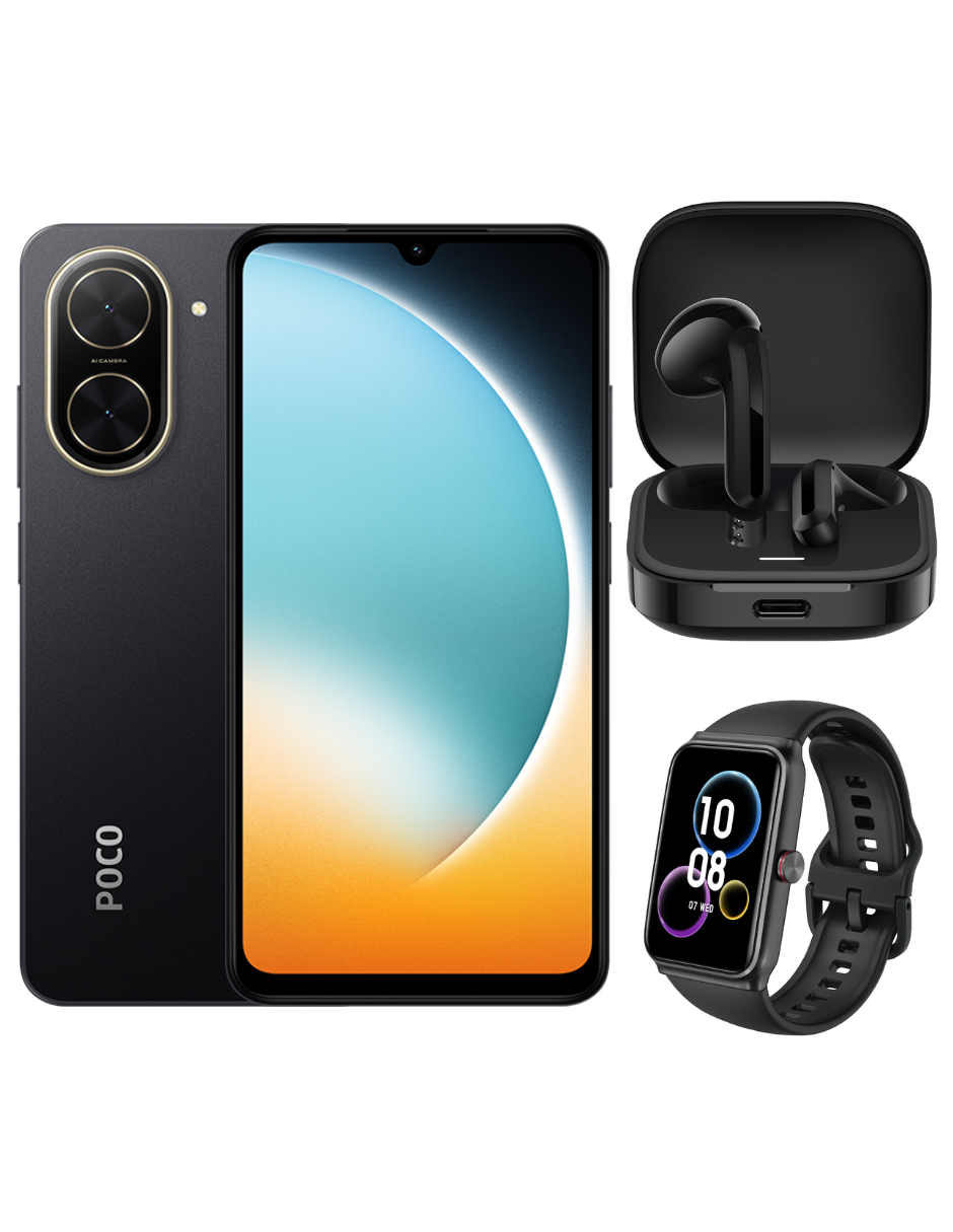Smartphone Xiaomi Poco C71 128 GB Negro +  Xiaomi Bunds 6 Active Negros+ Honor Choice Band