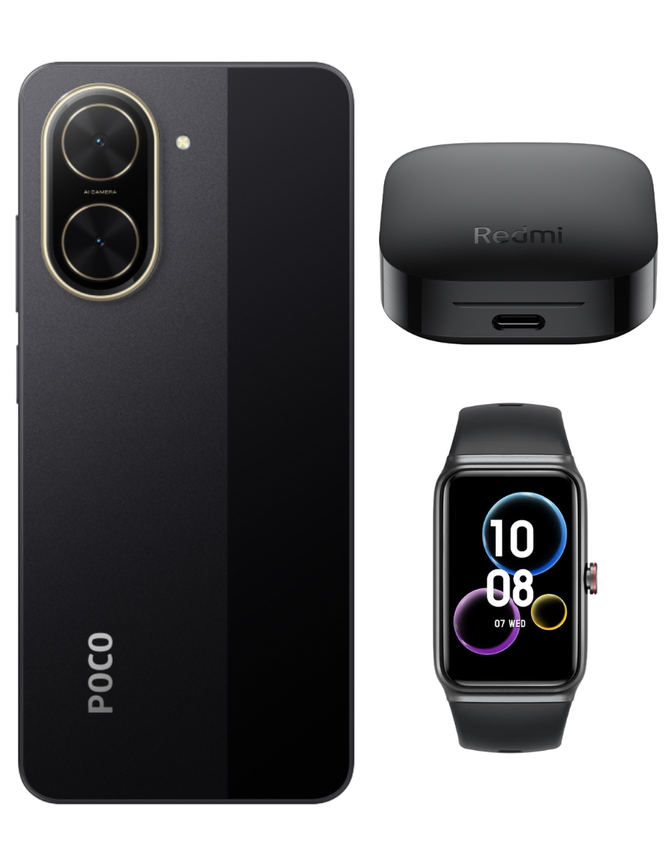 Foto 3 pulgar | Smartphone Xiaomi Poco C71 128 GB Negro +  Xiaomi Bunds 6 Active Negros+ Honor Choice Band