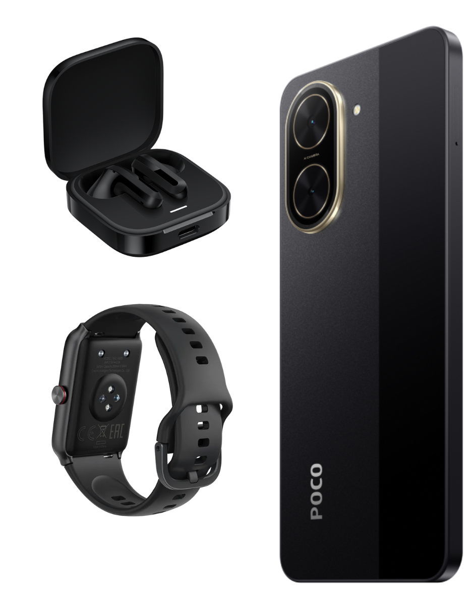 Foto 5 pulgar | Smartphone Xiaomi Poco C71 128 GB Negro +  Xiaomi Bunds 6 Active Negros+ Honor Choice Band