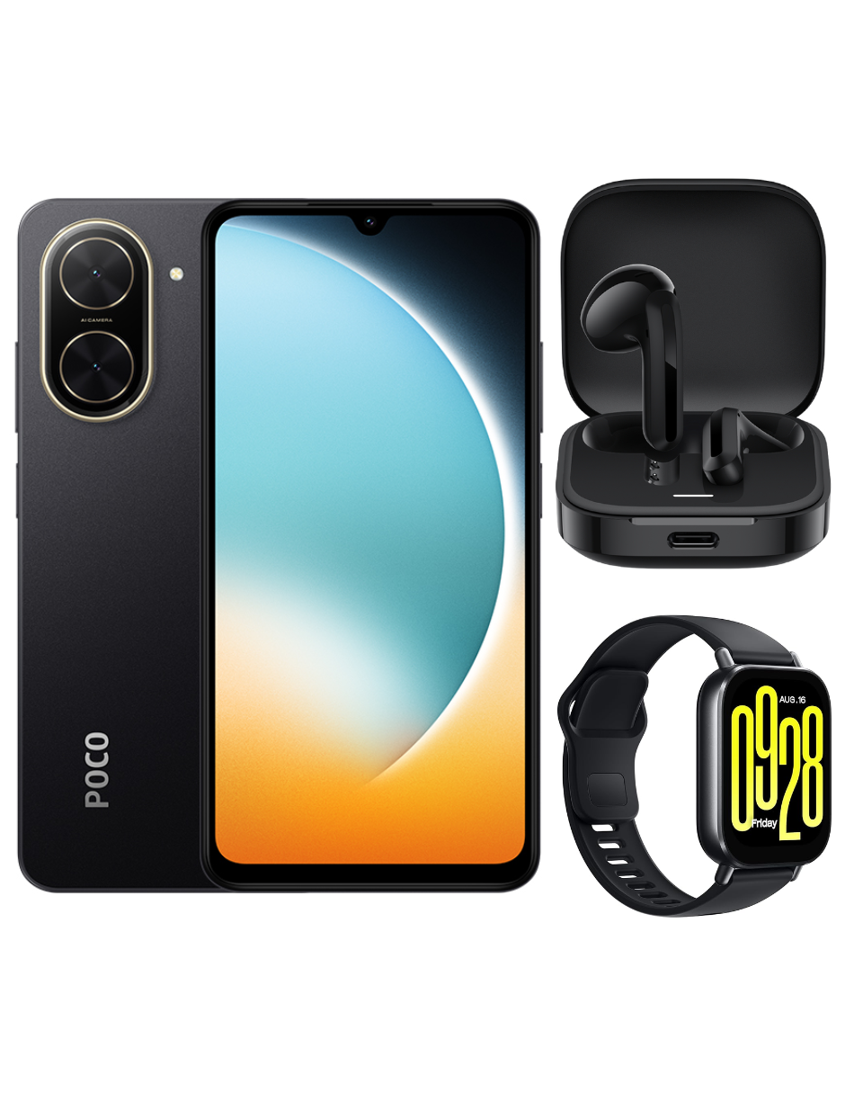 Bundle Xiaomi Poco C71 128gb Rom Xiaomi Negro Incluye Xiaomi Bunds 6 Active Negros Y Watch 5 Active