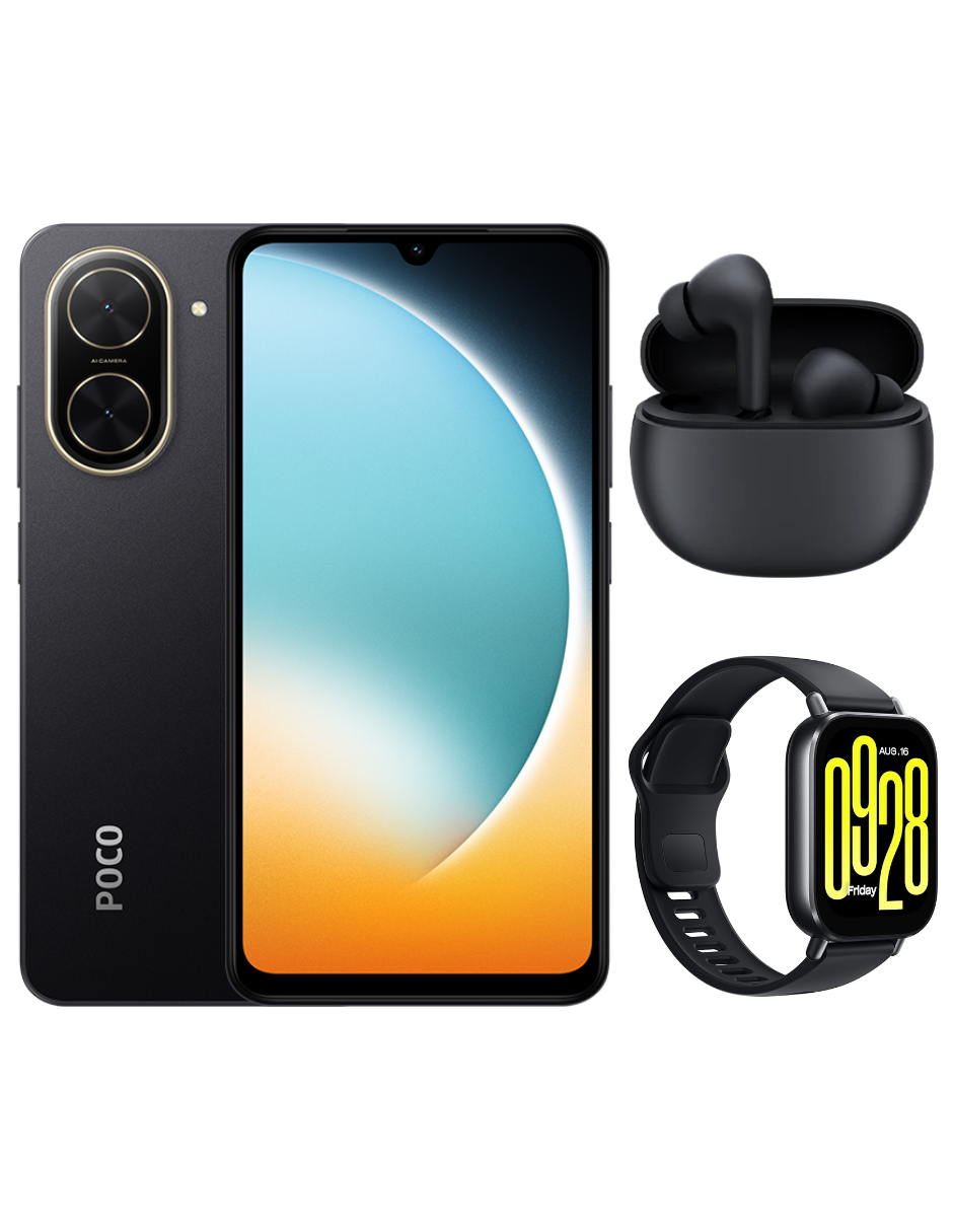 Bundle Xiaomi Poco C71 128gb Rom Xiaomi Negro Incluye Xiaomi Bunds 4 Active Negros Y Watch 5 Active