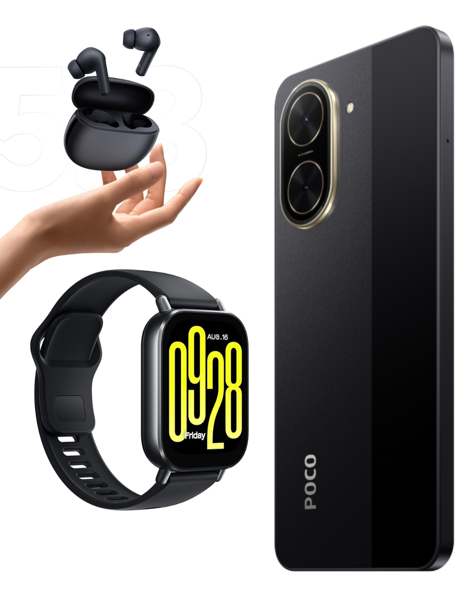 Foto 4 | Bundle Xiaomi Poco C71 128gb Rom Xiaomi Negro Incluye Xiaomi Bunds 4 Active Negros Y Watch 5 Active