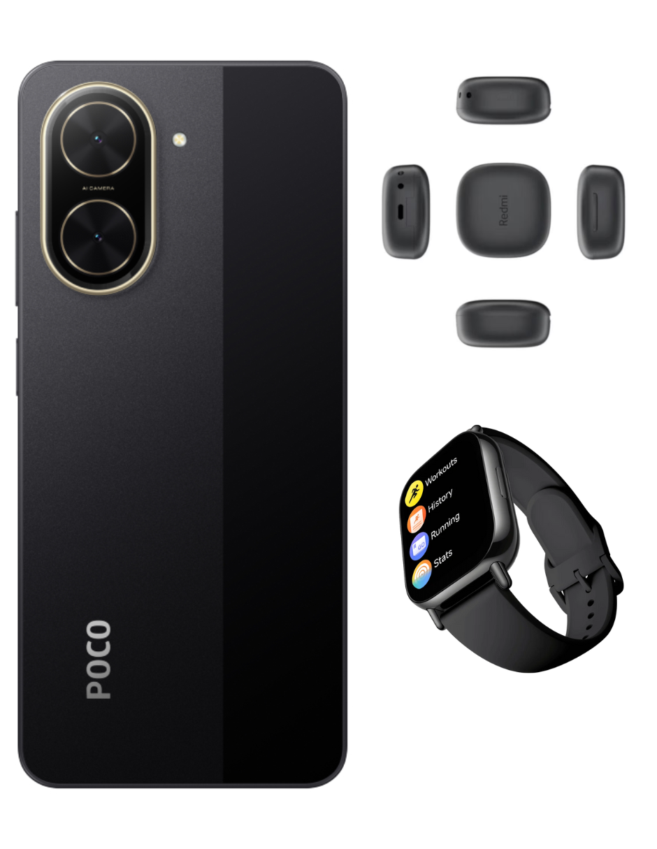 Foto 3 pulgar | Bundle Xiaomi Poco C71 128gb Rom Xiaomi Negro Incluye Xiaomi Bunds 6 Play Negros Y Watch 5 Lite Negra