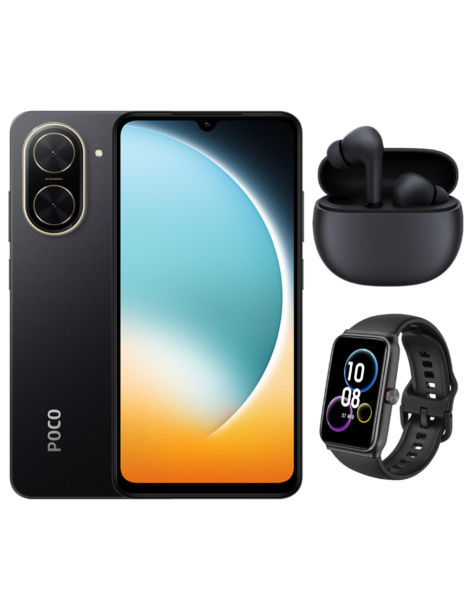 Smartphone Xiaomi Poco C71 128 GB Negro + Bunds 4 Active Negros + Honor Choice Band
