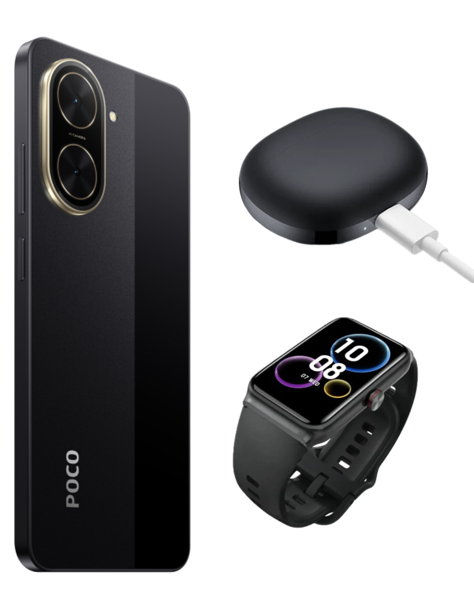 Foto 4 pulgar | Smartphone Xiaomi Poco C71 128 GB Negro + Bunds 4 Active Negros + Honor Choice Band