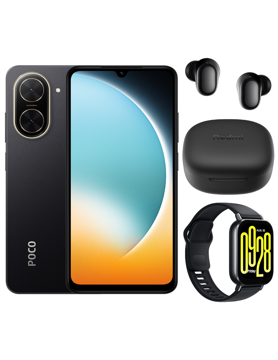Foto 2 pulgar | Bundle Xiaomi Poco C71 128gb Rom Xiaomi Negro Incluye Xiaomi Bunds 6 Play Negros Y Watch 5 Active
