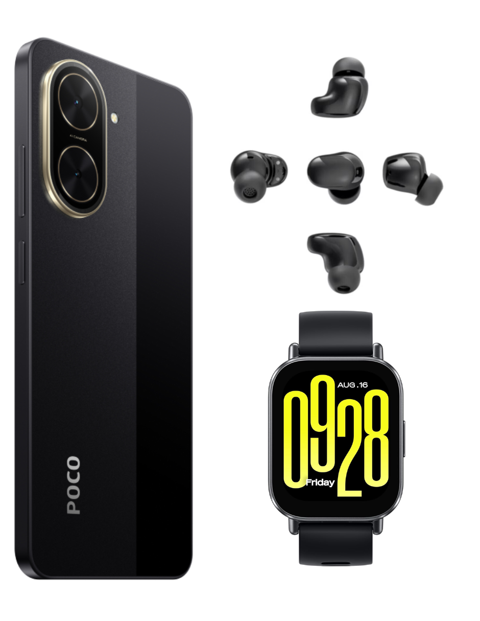 Foto 4 pulgar | Bundle Xiaomi Poco C71 128gb Rom Xiaomi Negro Incluye Xiaomi Bunds 6 Play Negros Y Watch 5 Active