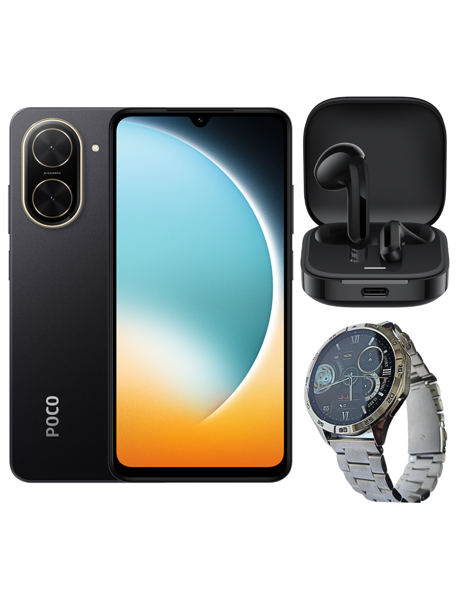 Bundle Xiaomi Poco C71 128gb Rom Xiaomi Negro Incluye Xiaomi Bunds 6 Active Negros Y Smartwatch G-tide Power