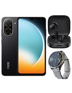 Foto 1 | Bundle Xiaomi Poco C71 128gb Rom Xiaomi Negro Incluye Xiaomi Bunds 6 Active Negros Y Smartwatch G-tide Power