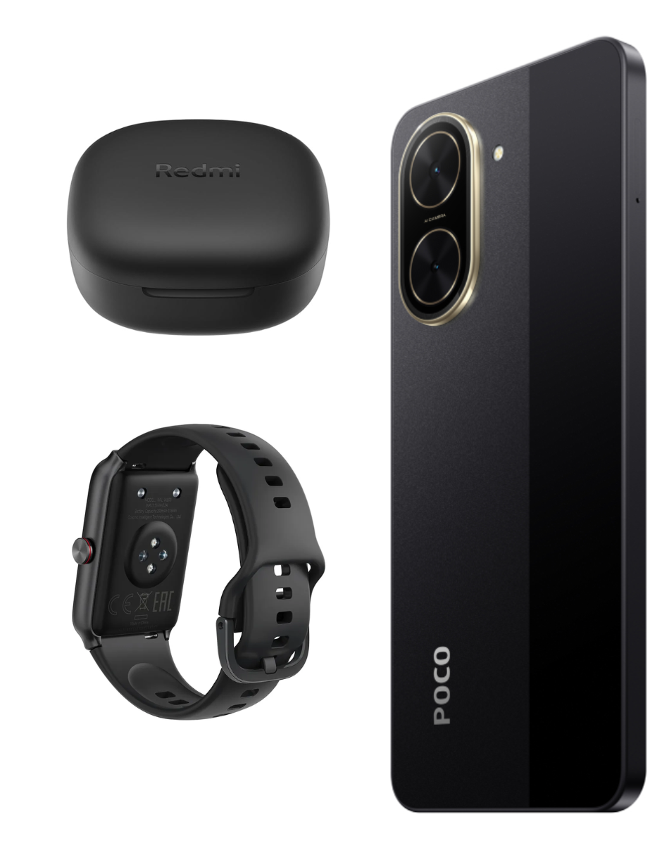 Foto 5 pulgar | Smartphone Xiaomi Poco C71 128GB ROM Negro + Bunds 6 Play Negros + Honor Choice Band