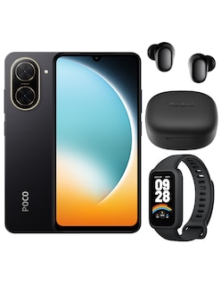 Foto 1 | Smartphone Xiaomi Poco C71 128GB ROM Negro + Xiaomi Bunds 6 Play Negros + Band 9 Active