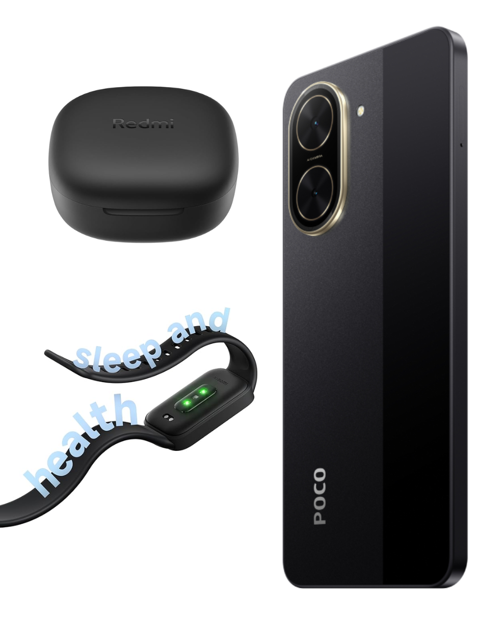Foto 5 pulgar | Smartphone Xiaomi Poco C71 128GB ROM Negro + Xiaomi Bunds 6 Play Negros + Band 9 Active