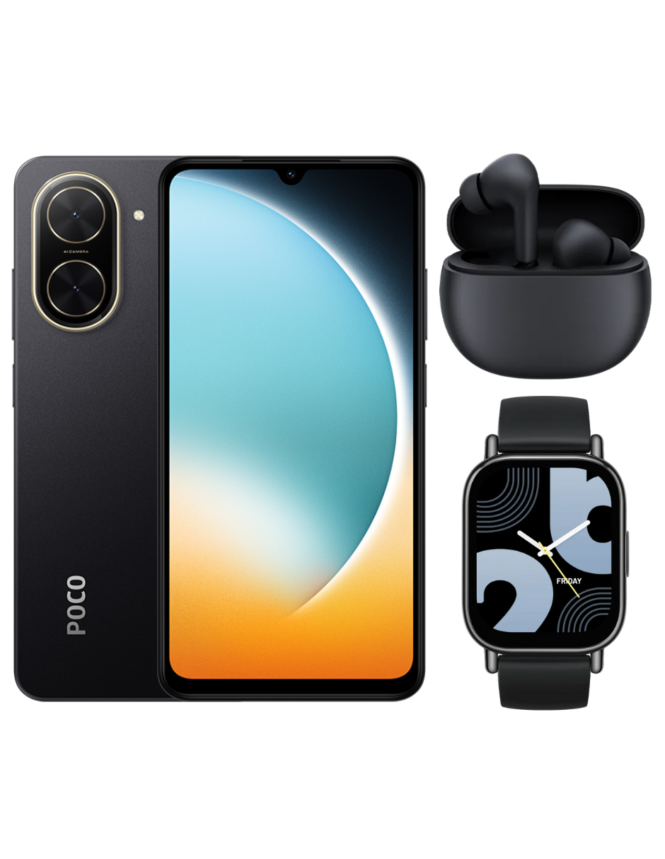 Bundle Xiaomi Poco C71 128gb Rom Xiaomi Negro Incluye Xiaomi Bunds 4 Active Negros Y Watch 5 Lite Negra